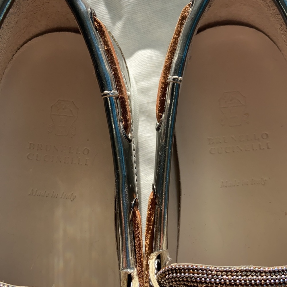 Brunello Cucinelli Silver Monilli Platform Boat S… - image 5
